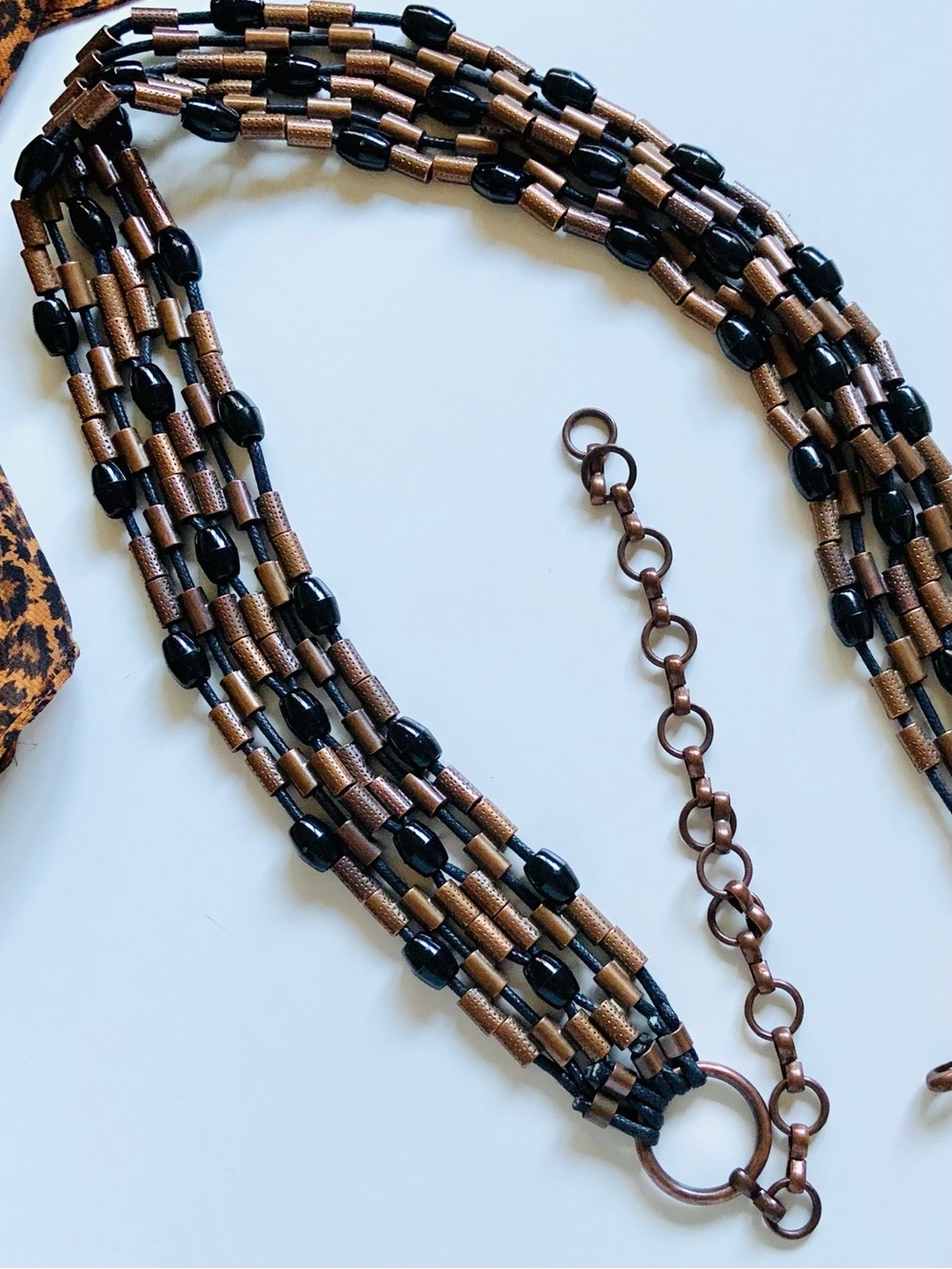Mixed media metal and bead adjustable belt OOAK